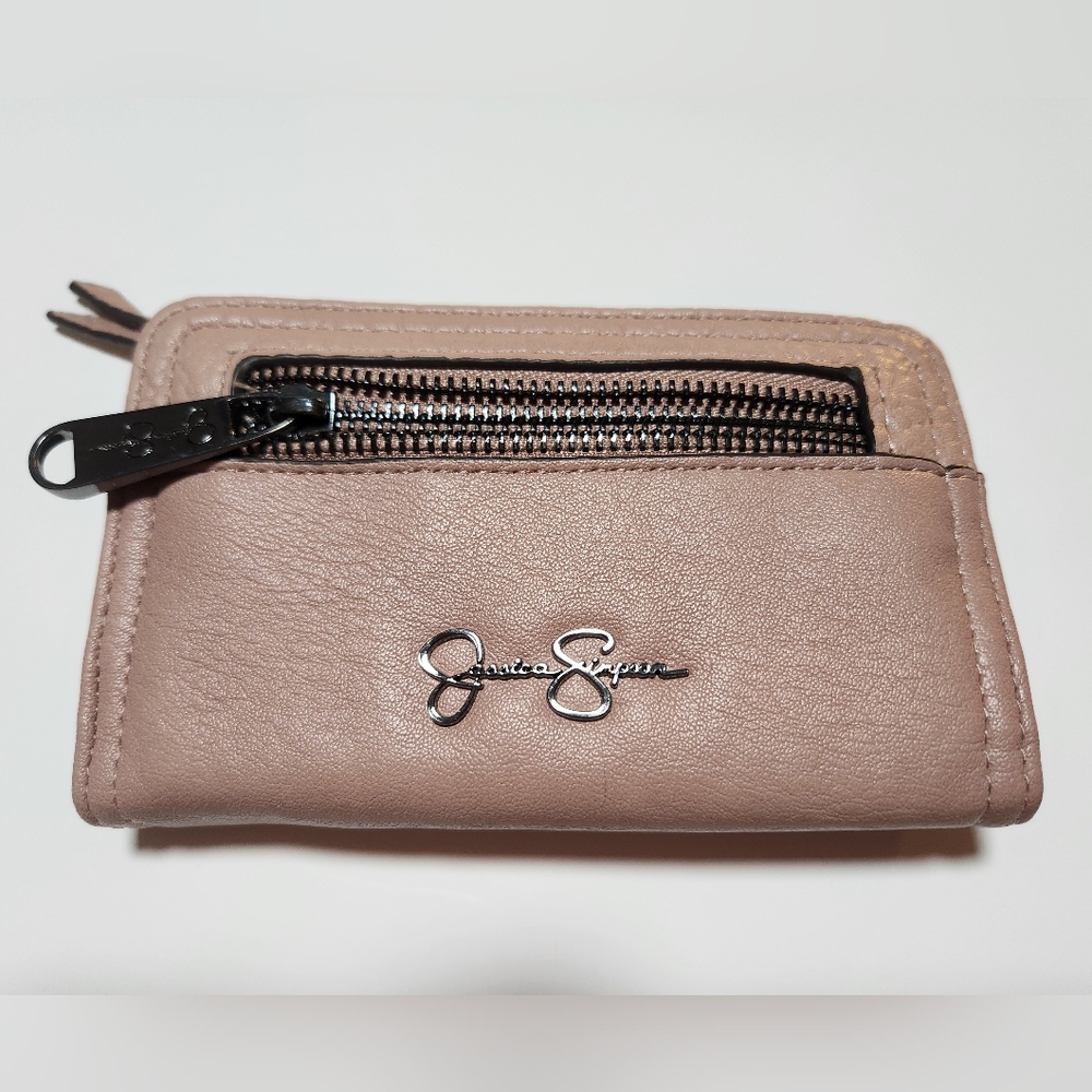 Jessica Simpson Dusty Rose Leather Zip Card Wallet